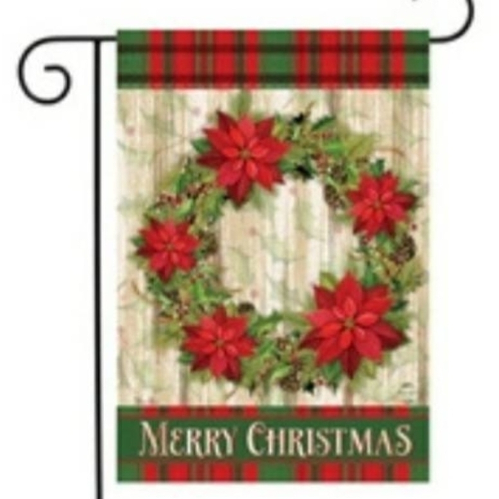 Christmas Garden Flag with Red Poinsettias